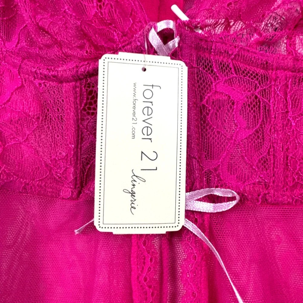 Forever 21 Babydoll Lingerie Lace Trim‎ Pink Corset Style